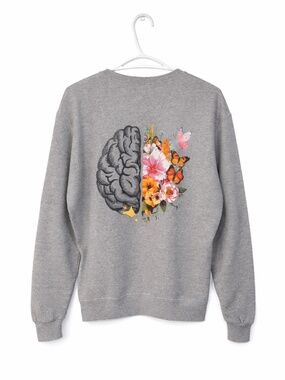 Heather Gray “Mental Health Matters” Graphic Crew Neck Sweater – Medium EUC